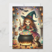 Afdrukbare Schattigee grillige heks Halloween-trak Kaart (Achterkant)