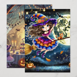 Afdrukbare Schattigee grillige vliegende heks Hall Kaart