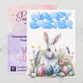 Afdrukbare Schattigee konijnenpaasbegroeting 5x7 Feestdagenkaart (Voorkant / Achterkant)