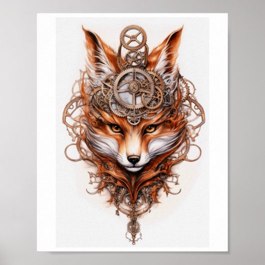 Afdrukbare Schattigee Steampunk Fox 116 Poster (Voorkant)