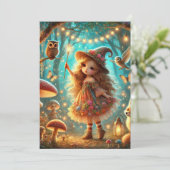 Afdrukbare Schattigee Whimsical Witch Magical Fore Kaart (Staand voorkant)
