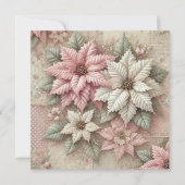 Afdrukbare Shabby Chic Fabric Poinsettia Scrapbook Kaart (Voorkant)