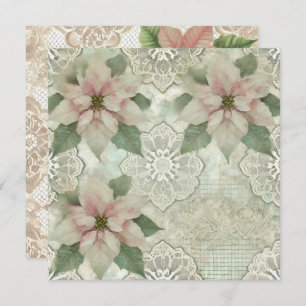 Afdrukbare Shabby Chic Poinsettia & Lace Scrapbook Kaart