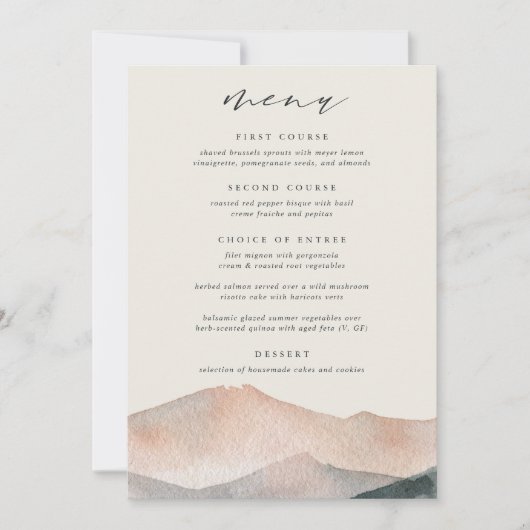 Afdrukbare Sierra Dusk Wedding Menu Kaart (Voorkant)