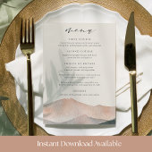 Afdrukbare Sierra Dusk Wedding Menu Kaart