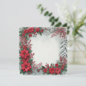 Afdrukbare Snowy Poinsettia Lijst Scrapbook Kaart (Staand voorkant)