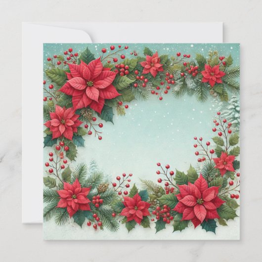 Afdrukbare Snowy Poinsettia Lijst Scrapbook Kaart (Achterkant)