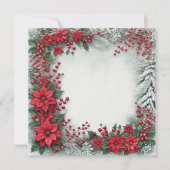 Afdrukbare Snowy Poinsettia Lijst Scrapbook Kaart (Voorkant)