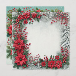 Afdrukbare Snowy Poinsettia Lijst Scrapbook Kaart