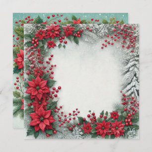 Afdrukbare Snowy Poinsettia Lijst Scrapbook Kaart