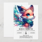 Afdrukbare speelse Fox Birthday Kaart (Voorkant / Achterkant)