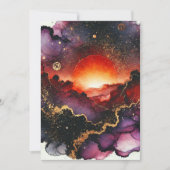 Afdrukbare Spooky Sunset Halloween Alcohol Inkt Kaart (Voorkant)