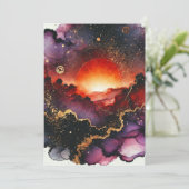 Afdrukbare Spooky Sunset Halloween Alcohol Inkt Kaart (Staand voorkant)