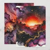 Afdrukbare Spooky Sunset Halloween Alcohol Inkt Kaart (Voorkant / Achterkant)