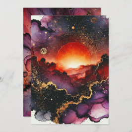 Afdrukbare Spooky Sunset Halloween Alcohol Inkt Kaart