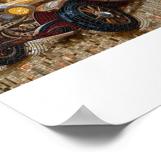 Afdrukbare Steampunk Classic Auto Faux Mozaïek 027 Poster (Hoek)