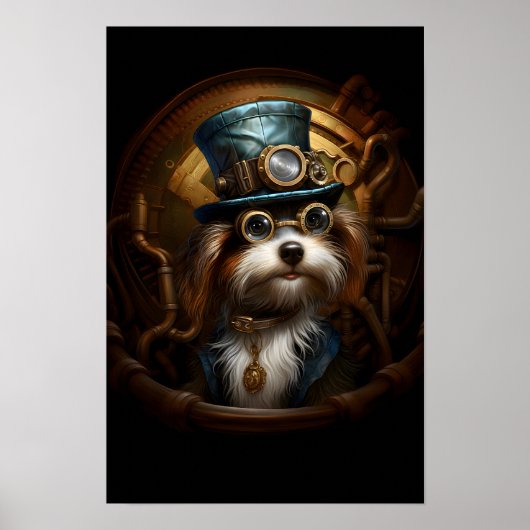 Afdrukbare Steampunk Dog Pet Goggles Faux Ink 033 Poster (Voorkant)