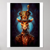 Afdrukbare Steampunk Funky Giraffe Faux Ink 035 Poster (Voorkant)