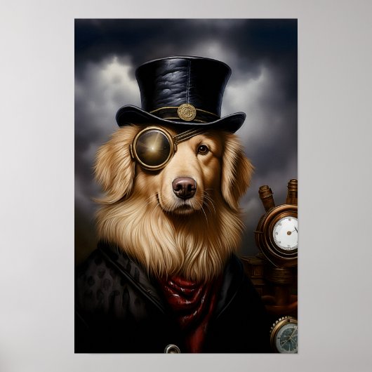 Afdrukbare Steampunk Golden Retriever Pet 138 Poster (Voorkant)