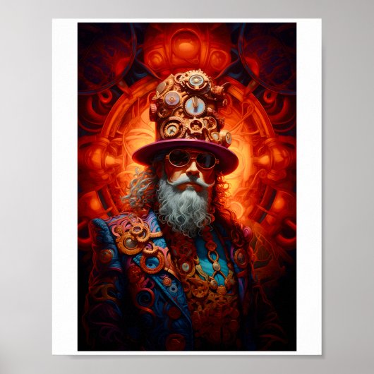 Afdrukbare Steampunk Hippy Mannelijke Faux Ink 034 Poster (Voorkant)