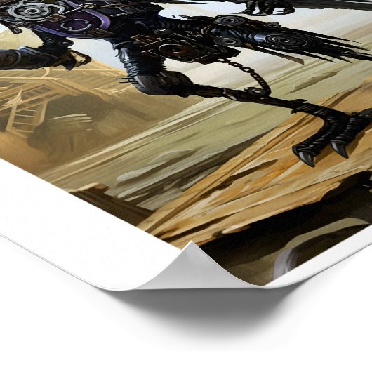 Afdrukbare Steampunk Mechanische Raven 114 Poster (Hoek)