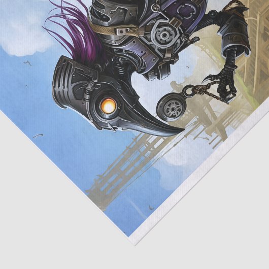 Afdrukbare Steampunk Mechanische Raven Links 114 Tissuepapier (Detail)