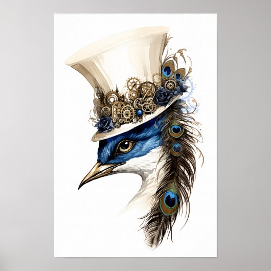 Afdrukbare Steampunk Peacock in een Pet 135 Poster (Voorkant)