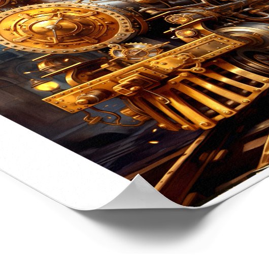 Afdrukbare Steampunk Stoomtrein Faux Ink 037 Poster (Hoek)