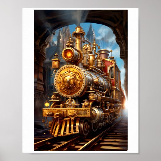 Afdrukbare Steampunk Stoomtrein Faux Ink 037 Poster (Voorkant)