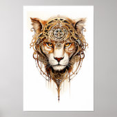 Afdrukbare Steampunk Tiger Metallic Cogs Wielen 13 Poster (Voorkant)