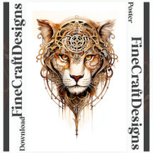 Afdrukbare Steampunk Tiger Metallic Cogs Wielen 13