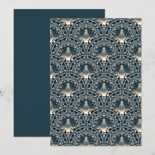 Afdrukbare ster van Wonder Mandala Art Deco Scallo Kaart (Voorkant / Achterkant)