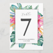 Afdrukbare Tafelnummers Roze Tropische Bloemen (Achterkant)