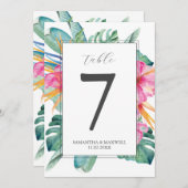 Afdrukbare Tafelnummers Roze Tropische Bloemen (Voorkant / Achterkant)