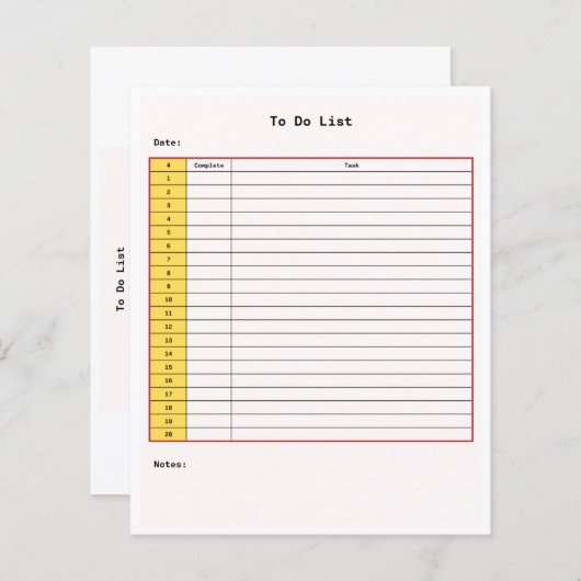 Afdrukbare takenlijst Retro stijl (Voorkant / Achterkant)