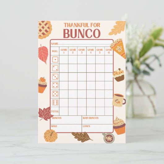 Afdrukbare Thanksgiving Bunco Score Kaarten Bladen (Staand voorkant)