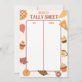 Afdrukbare Thanksgiving Bunco-scorekaarten Kaart (Achterkant)