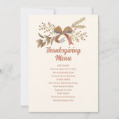 Afdrukbare Thanksgiving-menu Kaart (Voorkant)