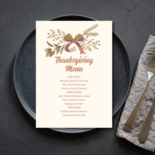 Afdrukbare Thanksgiving-menu Kaart