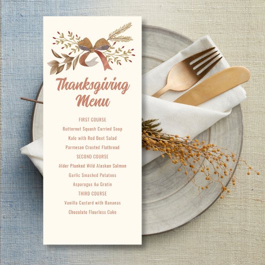 Afdrukbare Thanksgiving-menu Kaart