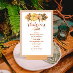 Afdrukbare Thanksgiving Menu Kaart