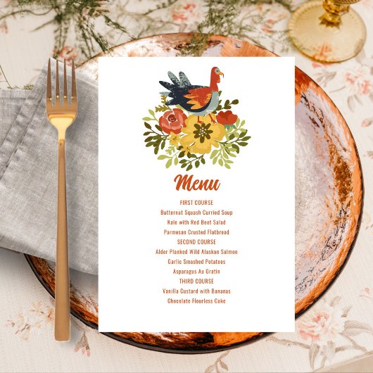 Afdrukbare Thanksgiving Menu Kaart