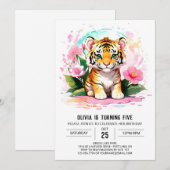 Afdrukbare Tijger Meisje Verjaardag Uitnodiging (Voorkant / Achterkant)