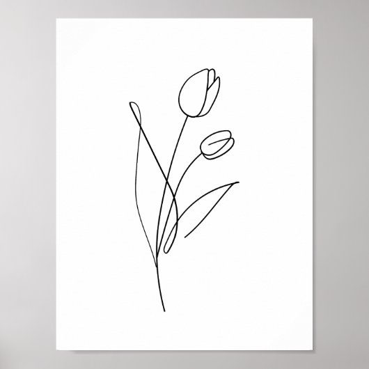 Afdrukbare Tulplijntekening minimaal, kunstbloem Poster (Voorkant)