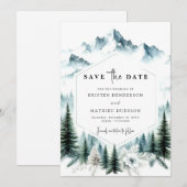 Afdrukbare unieke berg bruiloft save the date (Voorkant / Achterkant)