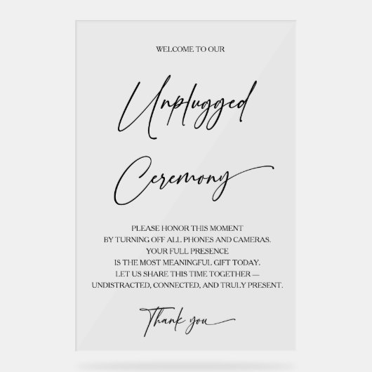 Afdrukbare Unplugged Ceremony Acryl Teken Acryl Bord (Voorkant)
