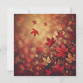 Afdrukbare Vallende Esdoorn Bladeren Bokeh Scrapbo Kaart (Achterkant)