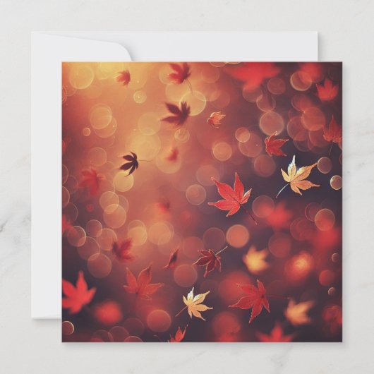 Afdrukbare Vallende Esdoorn Bladeren Bokeh Scrapbo Kaart (Voorkant)