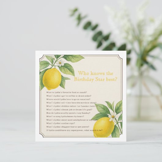 Afdrukbare verjaardagsfeestje spel kaart (Staand voorkant)