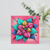 Afdrukbare Vibrant Pop Art Poinsettia Scrapbook Kaart (Staand voorkant)